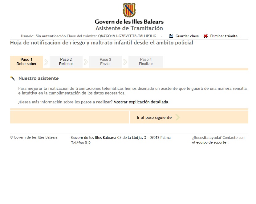 Notificación de un caso de maltrato infantil en las Islas Baleares desde el ámbito policial (para profesionales)
