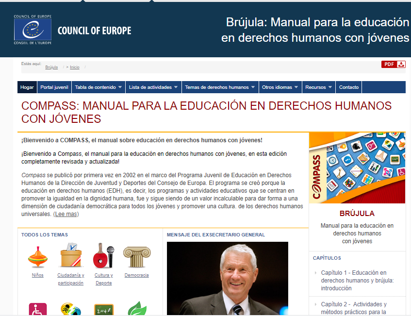 Compass: manual sobre educación en derechos humanos para jóvenes (material para educar en derechos humanos del Consejo de Europa 2012)