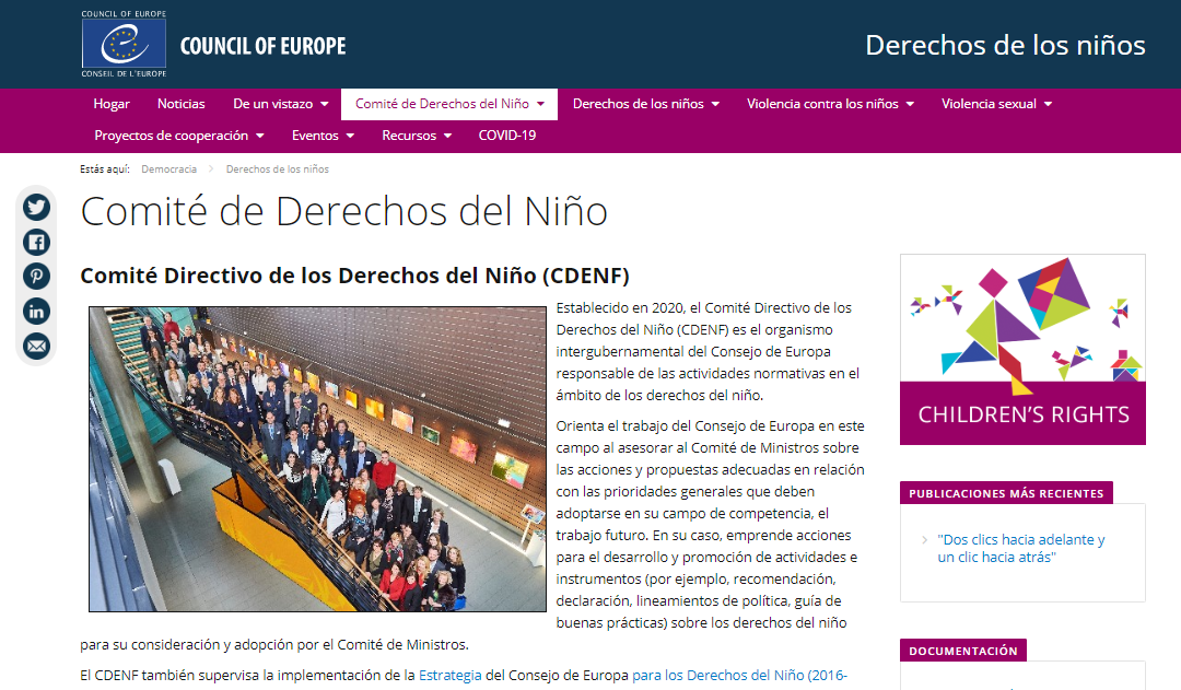 Consejo de Europa. Comité Directivo de los Derechos del Niño (CDENF) / The Steering Committee on the Rights of the Child (CDENF) of the Council of Europe