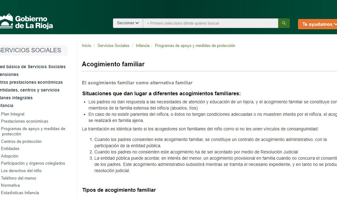 El acogimiento familiar como alternativa familiar en La Rioja [recurso del Sistema de Protección de Menores]