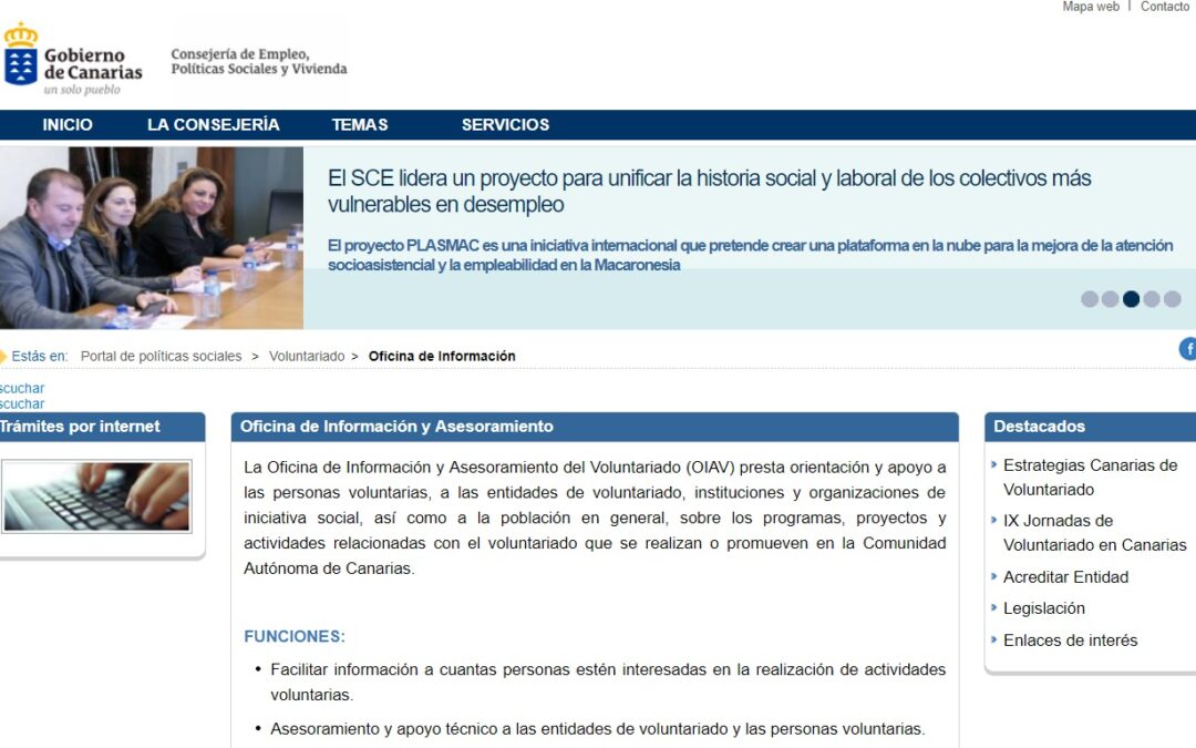 Oficina de Información y Asesoramiento del Voluntariado (OIAV). Canarias
